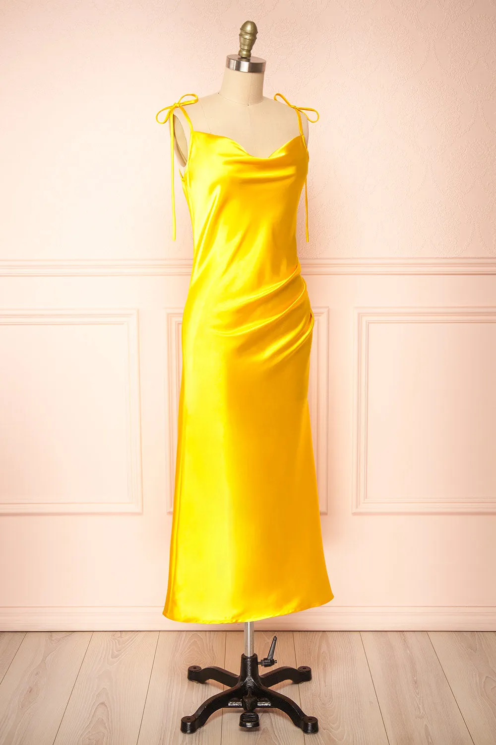 Elyse Yellow | Cowl Neck Midi Dress sold by Boutique 1861 product image thumbnail 3