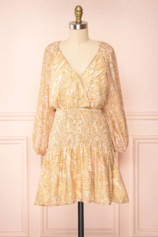 Freela | Short Paisely Patterned V-Neck Dress sold by Boutique 1861