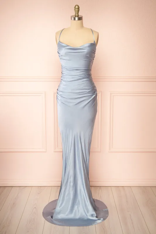 Amana Blue | Maxi Satin Dress w/ Cowl Neck sold by Boutique 1861