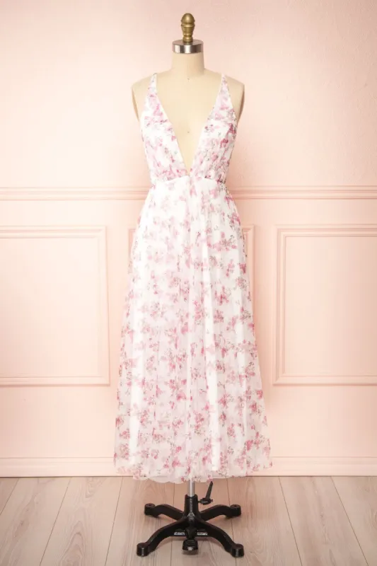 Claudie | Plunging Neckline Mesh Midi Dress sold by Boutique 1861