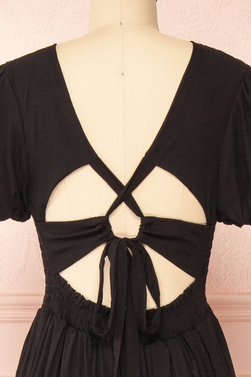 Lilou Black | Open-back Midi Dress w/ Puffy Sleeves sold by Boutique 1861 product image thumbnail 4