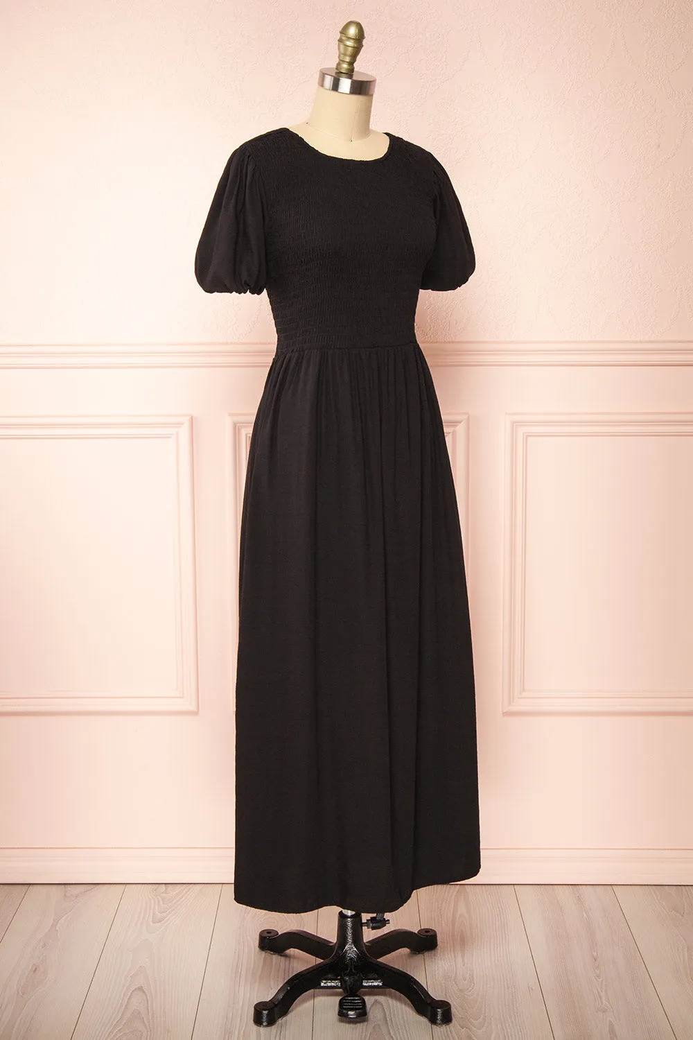 Lilou Black | Open-back Midi Dress w/ Puffy Sleeves sold by Boutique 1861 product image thumbnail 5