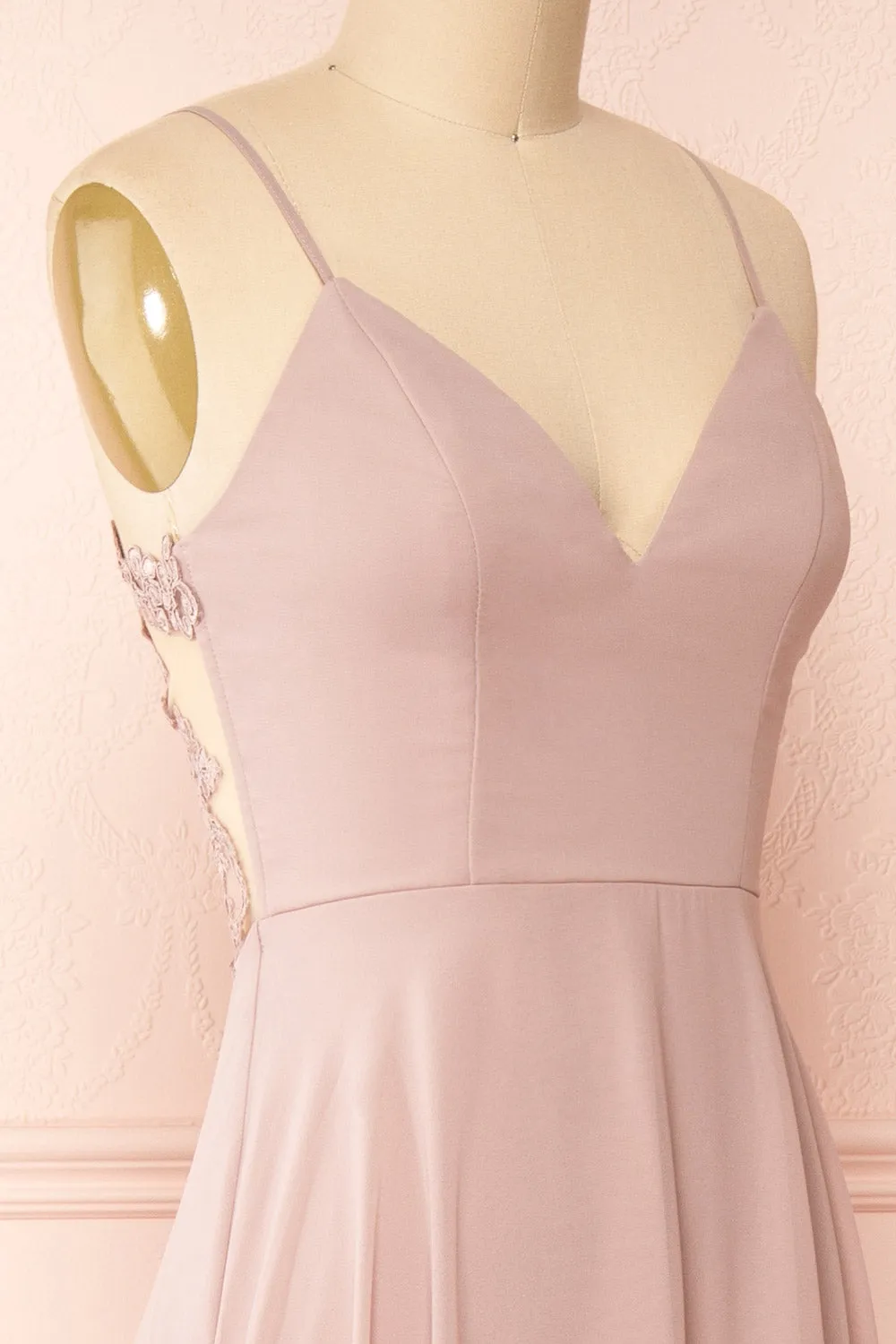 Peggie Mauve | Chiffon Maxi Dress w/ Back Embroidery sold by Boutique 1861 product image thumbnail 4