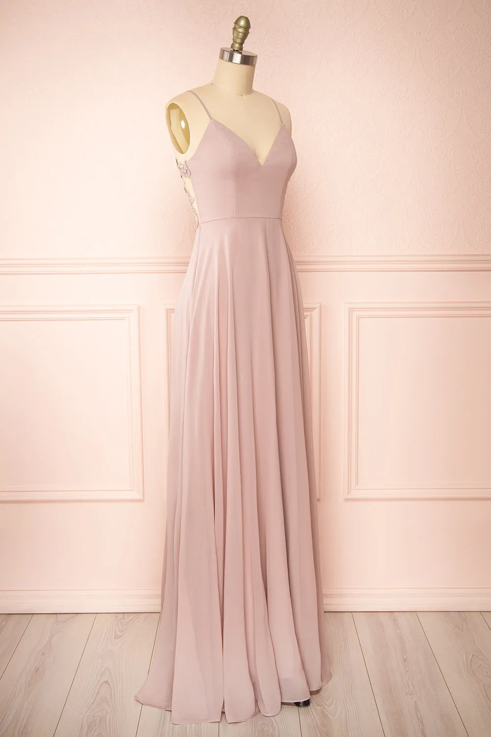 Peggie Mauve | Chiffon Maxi Dress w/ Back Embroidery sold by Boutique 1861 product image thumbnail 3