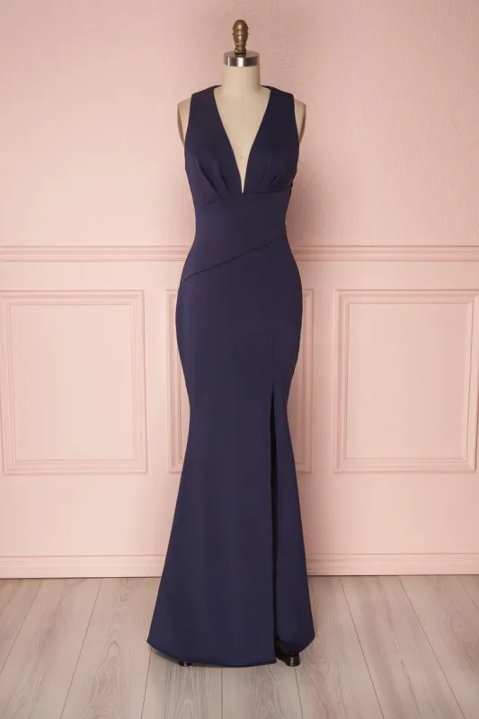 Camila Sea | Navy Blue Mermaid Gown sold by Boutique 1861