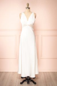 Naksu Ivory | Satin Midi Dress w/ Lace Trim sold by Boutique 1861