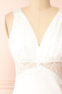 Naksu Ivory | Satin Midi Dress w/ Lace Trim sold by Boutique 1861