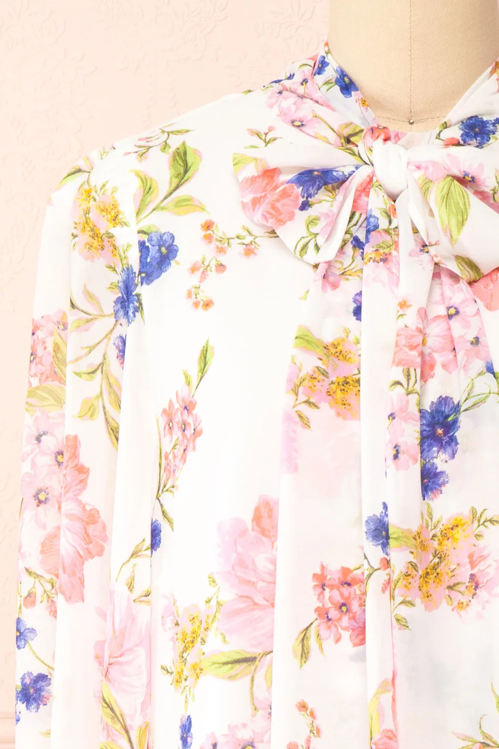 Safa | Floral Chiffon Blouse w/ Bow Collar sold by Boutique 1861 product image thumbnail 2
