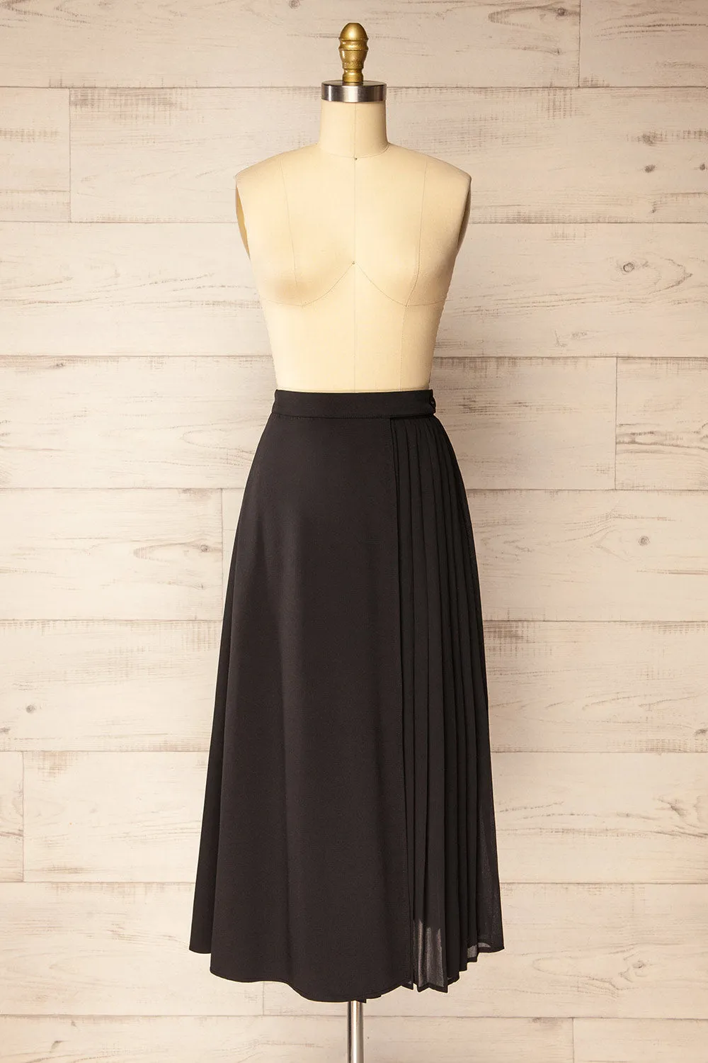Nelson | Pleated Midi Black Skirt sold by Boutique 1861