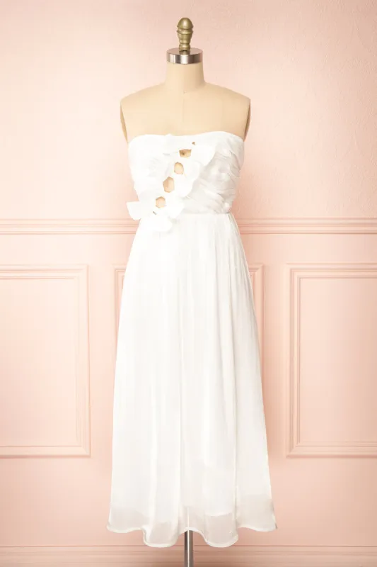 Anaiis | White Strapless Midi Dress sold by Boutique 1861