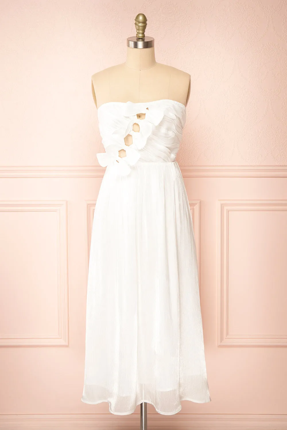 Anaiis | White Strapless Midi Dress sold by Boutique 1861