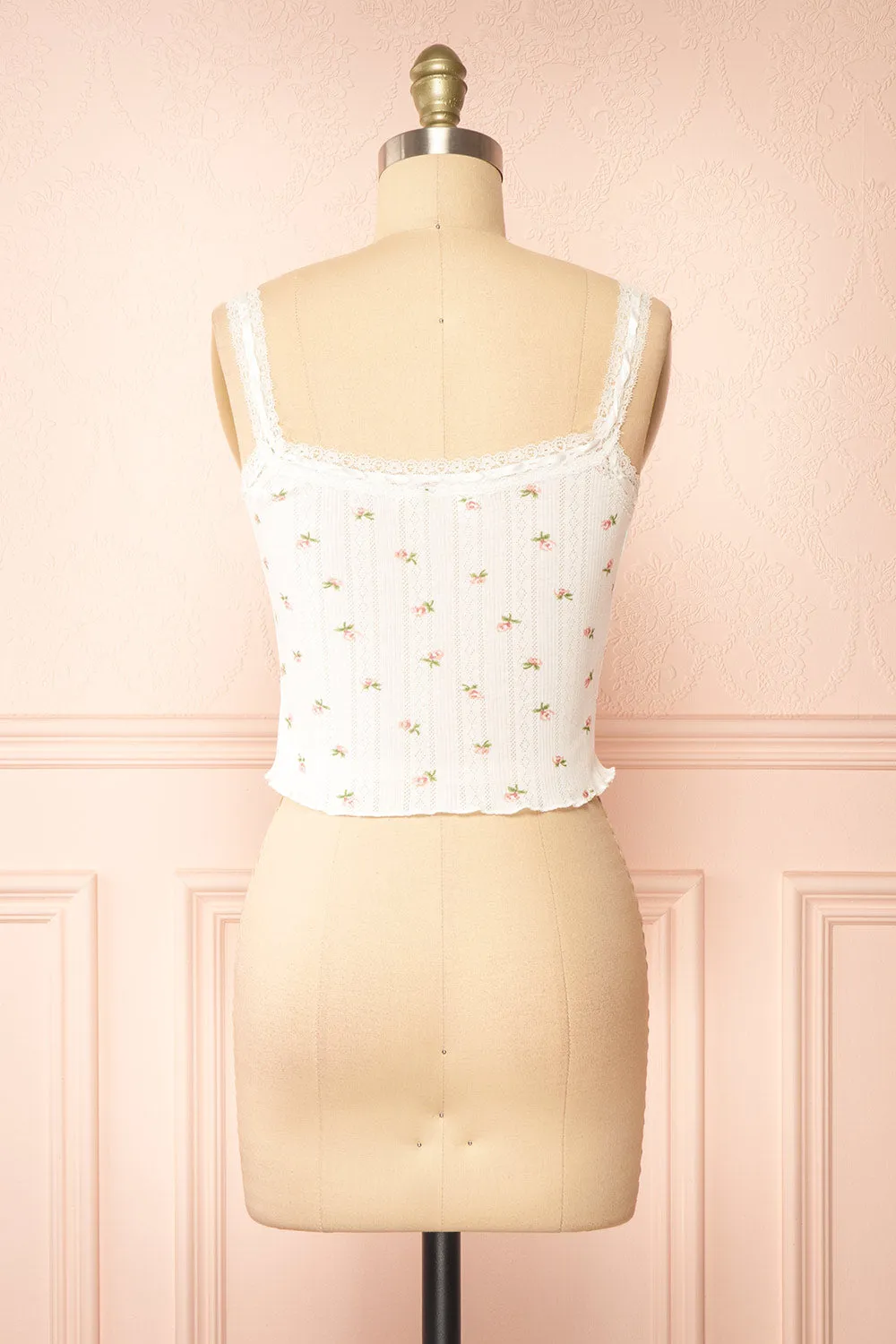 Estrella | White Floral Tank Top w/ Lace sold by Boutique 1861 product image thumbnail 5