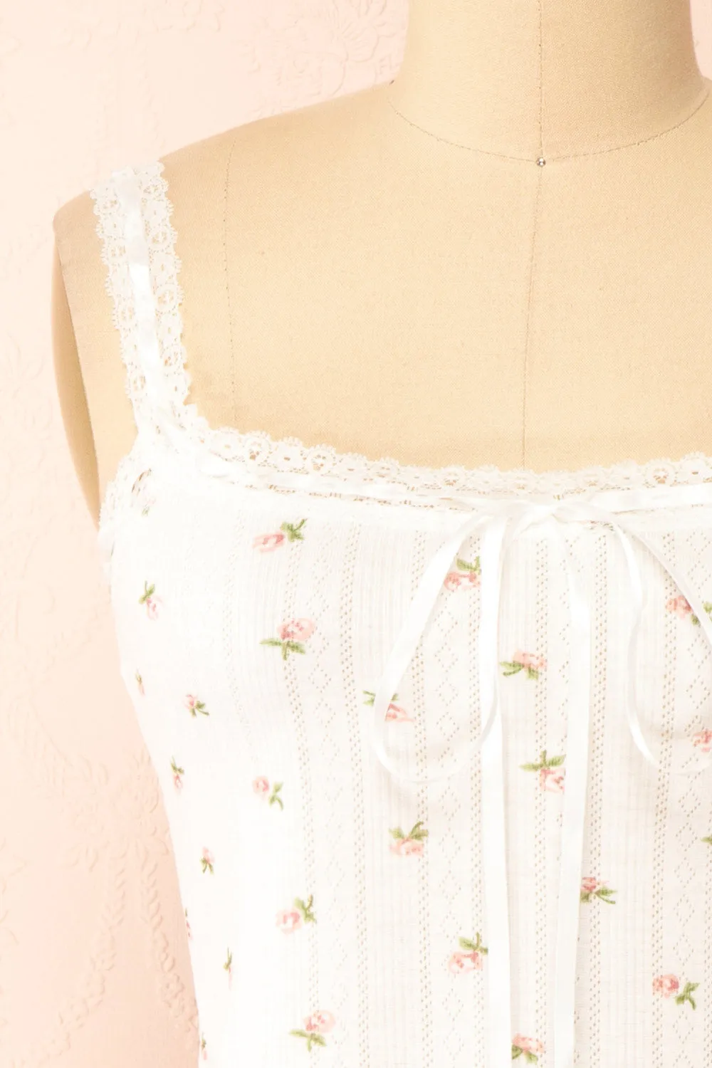 Estrella | White Floral Tank Top w/ Lace sold by Boutique 1861 product image thumbnail 2