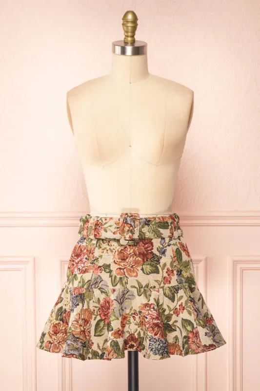 Davido | Short A-Line Jacquard Skirt w/ Belt sold by Boutique 1861