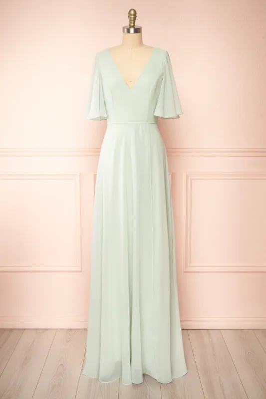 Adelphia Sage | V-Neck Chiffon Maxi Dress sold by Boutique 1861