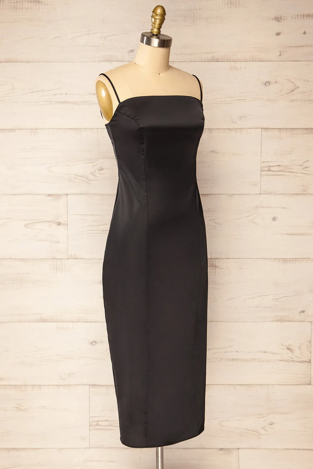 Korina Black | Fitted Satin Midi Dress sold by Boutique 1861 product image thumbnail 4