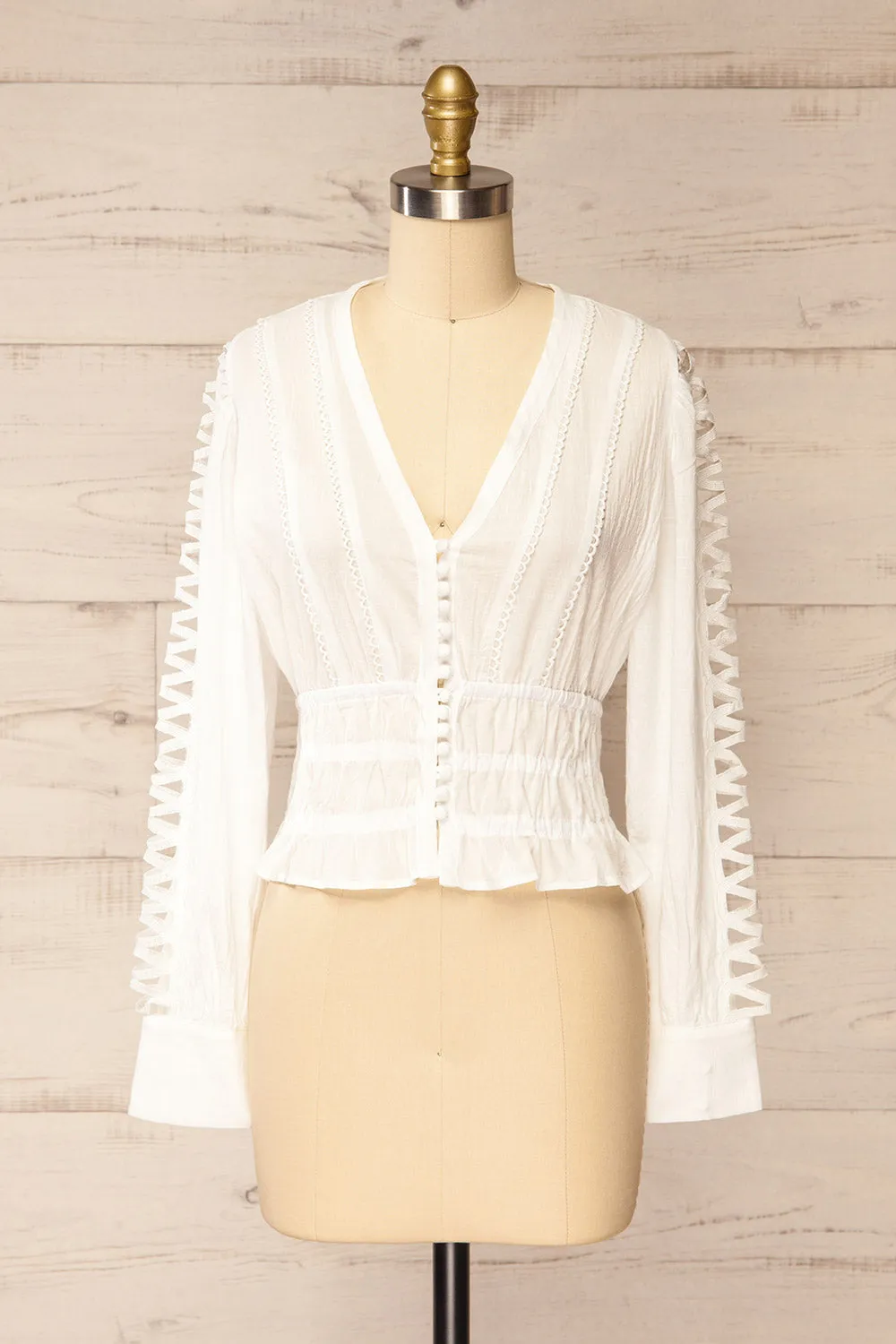 Burlington | White Blouse w/ Long Sleeves sold by Boutique 1861