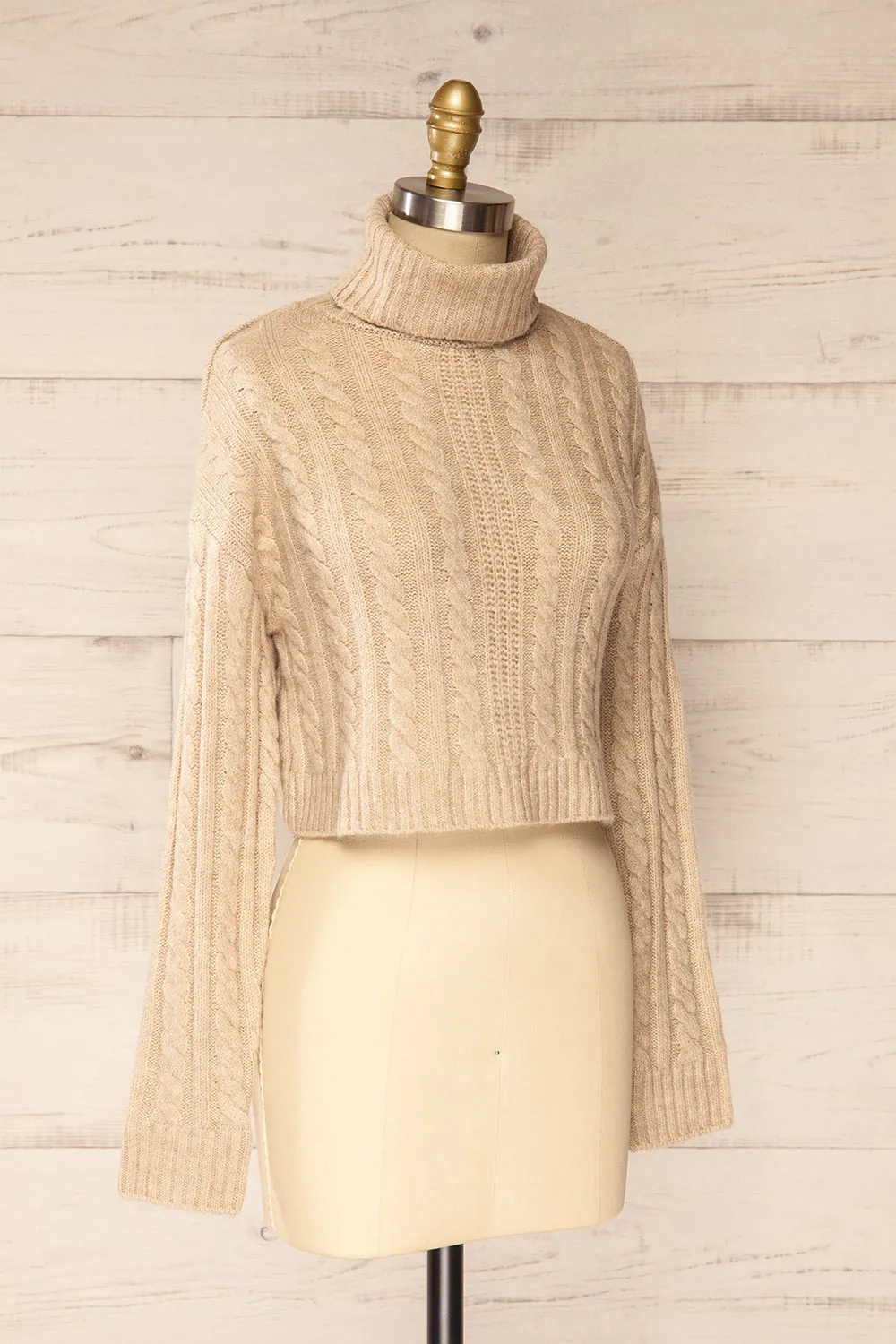 Pulborough Beige | Cropped Turtleneck Sweater sold by Boutique 1861 product image thumbnail 4