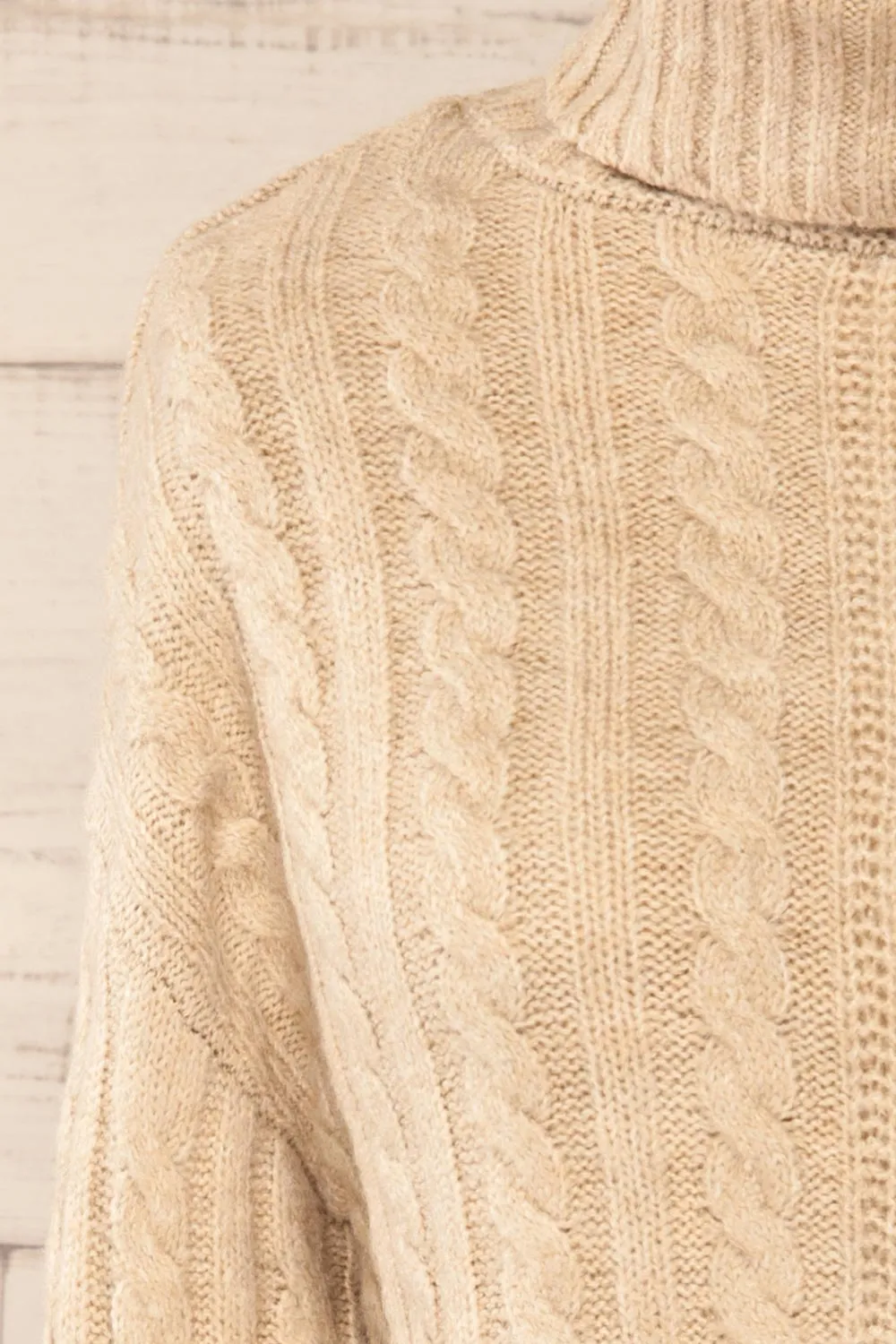 Pulborough Beige | Cropped Turtleneck Sweater sold by Boutique 1861 product image thumbnail 3