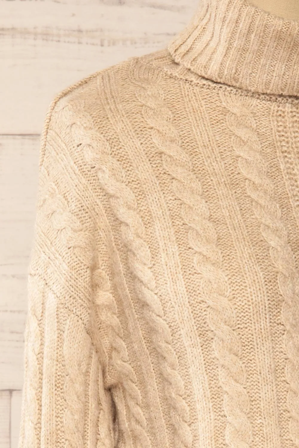 Pulborough Beige | Cropped Turtleneck Sweater sold by Boutique 1861 product image thumbnail 5