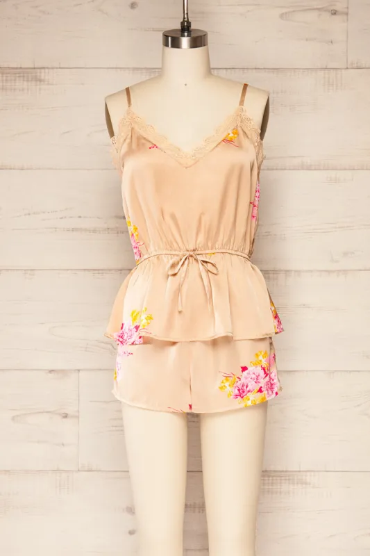 Set Eforie | Satin Floral Tank Top & Shorts sold by Boutique 1861