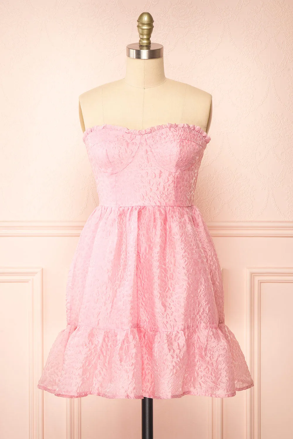 Yuka | Short Pink Bustier Dress w/ Removable Straps sold by Boutique 1861