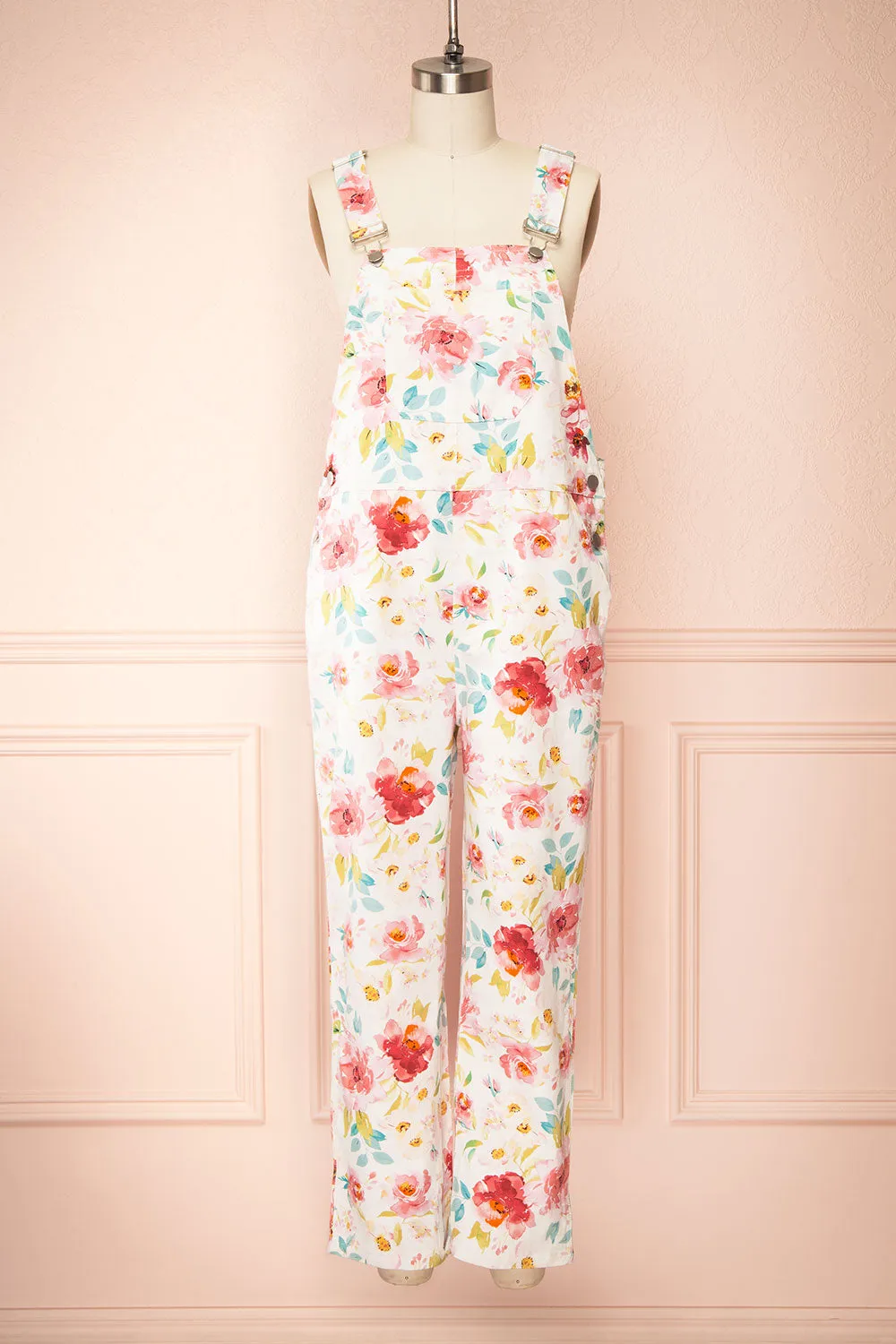 Fionnuala White | Floral Denim Overalls sold by Boutique 1861