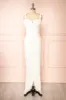 Babette Ivory | Fitted Maxi Dress w/ Pleated Neckline sold by Boutique 1861