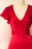 Eirlys Red | Asymmetrical Satin Dress w/ Ruffles sold by Boutique 1861