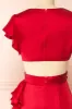 Eirlys Red | Asymmetrical Satin Dress w/ Ruffles sold by Boutique 1861