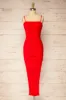 Yurtof Red | Fitted Ruched Midi Dress sold by Boutique 1861