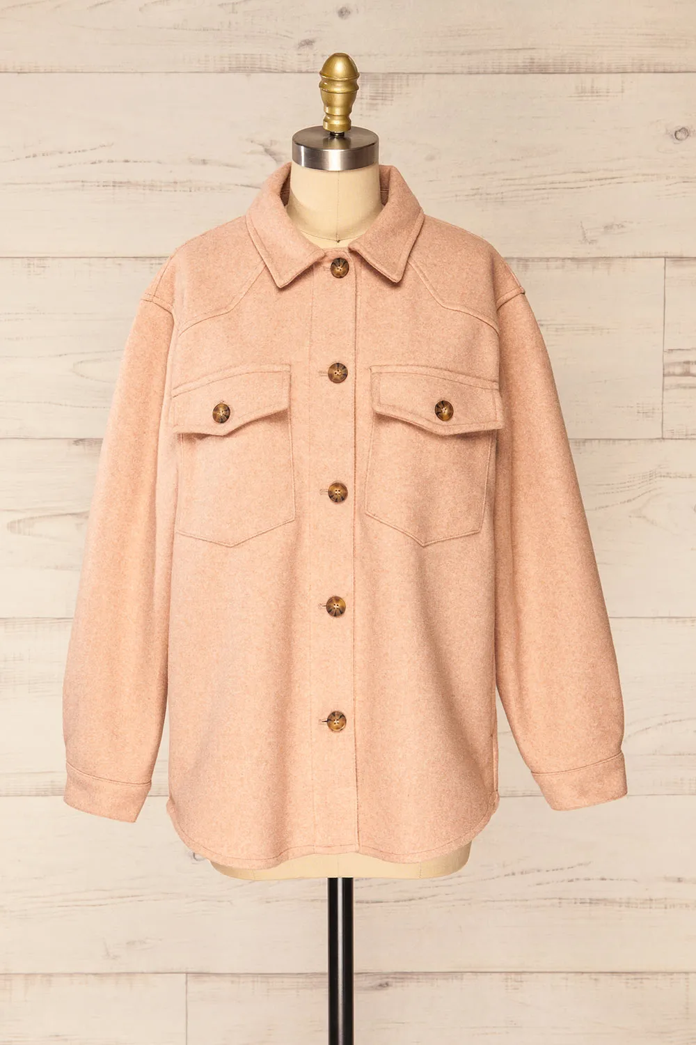 Hazel Pink | Oversized Felt Shacket w/ Pockets sold by Boutique 1861 product image thumbnail 3