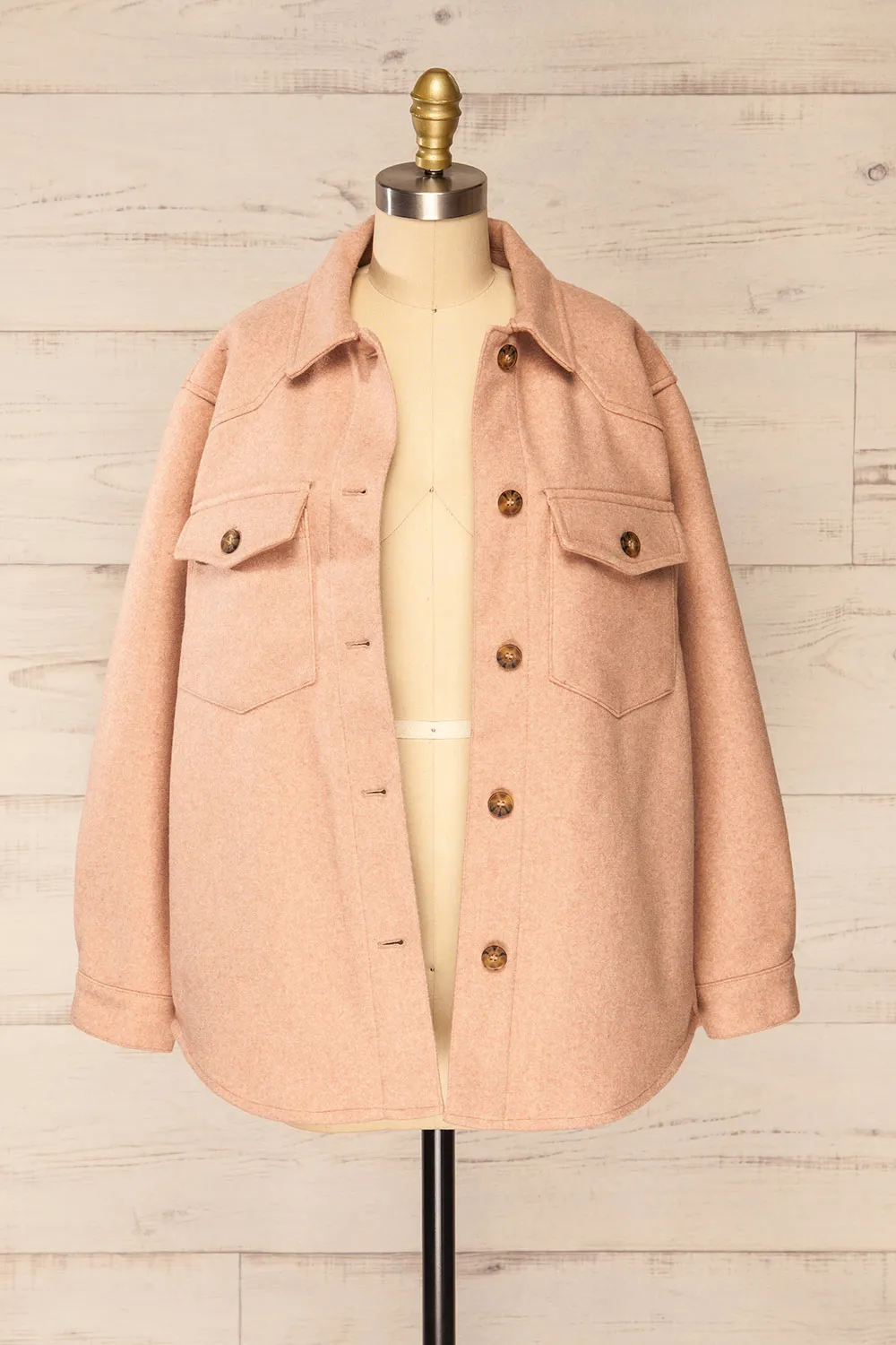 Hazel Pink | Oversized Felt Shacket w/ Pockets sold by Boutique 1861