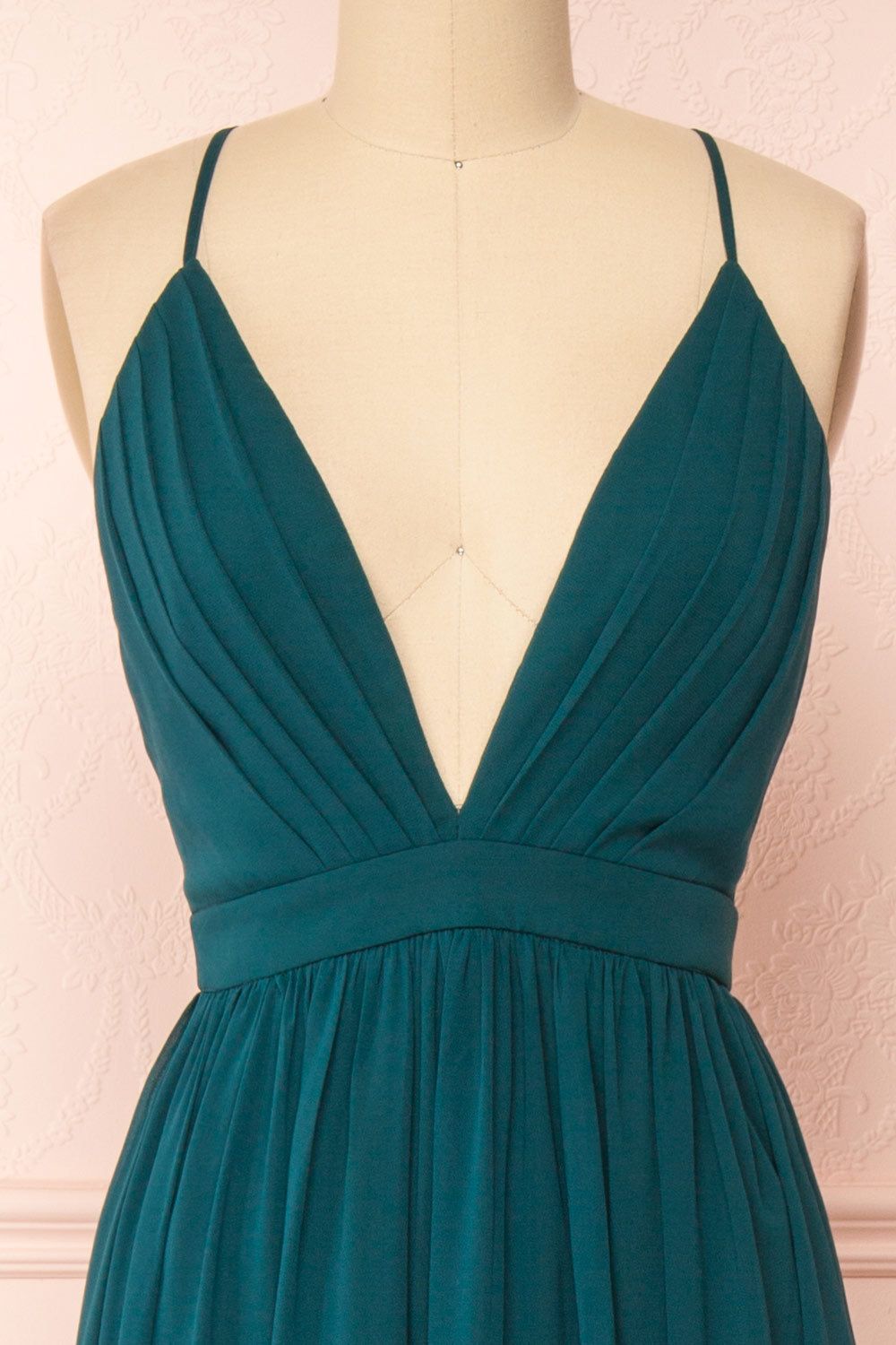 Haley Emerald | Deep V-Neck Chiffon Maxi Dress sold by Boutique 1861 product image thumbnail 3
