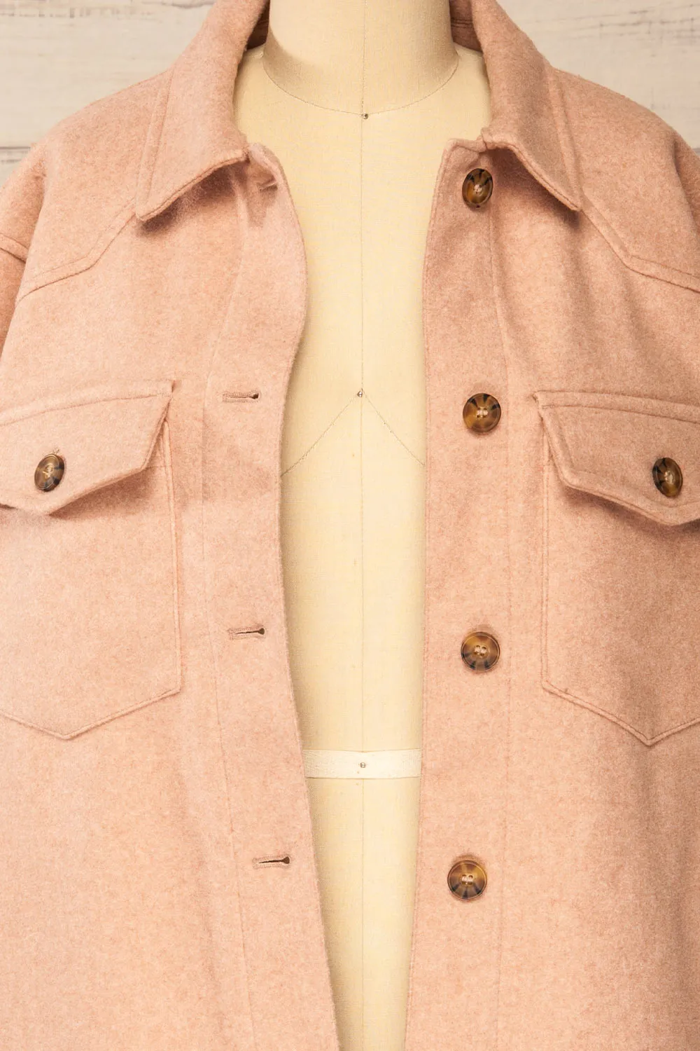 Hazel Pink | Oversized Felt Shacket w/ Pockets sold by Boutique 1861 product image thumbnail 4