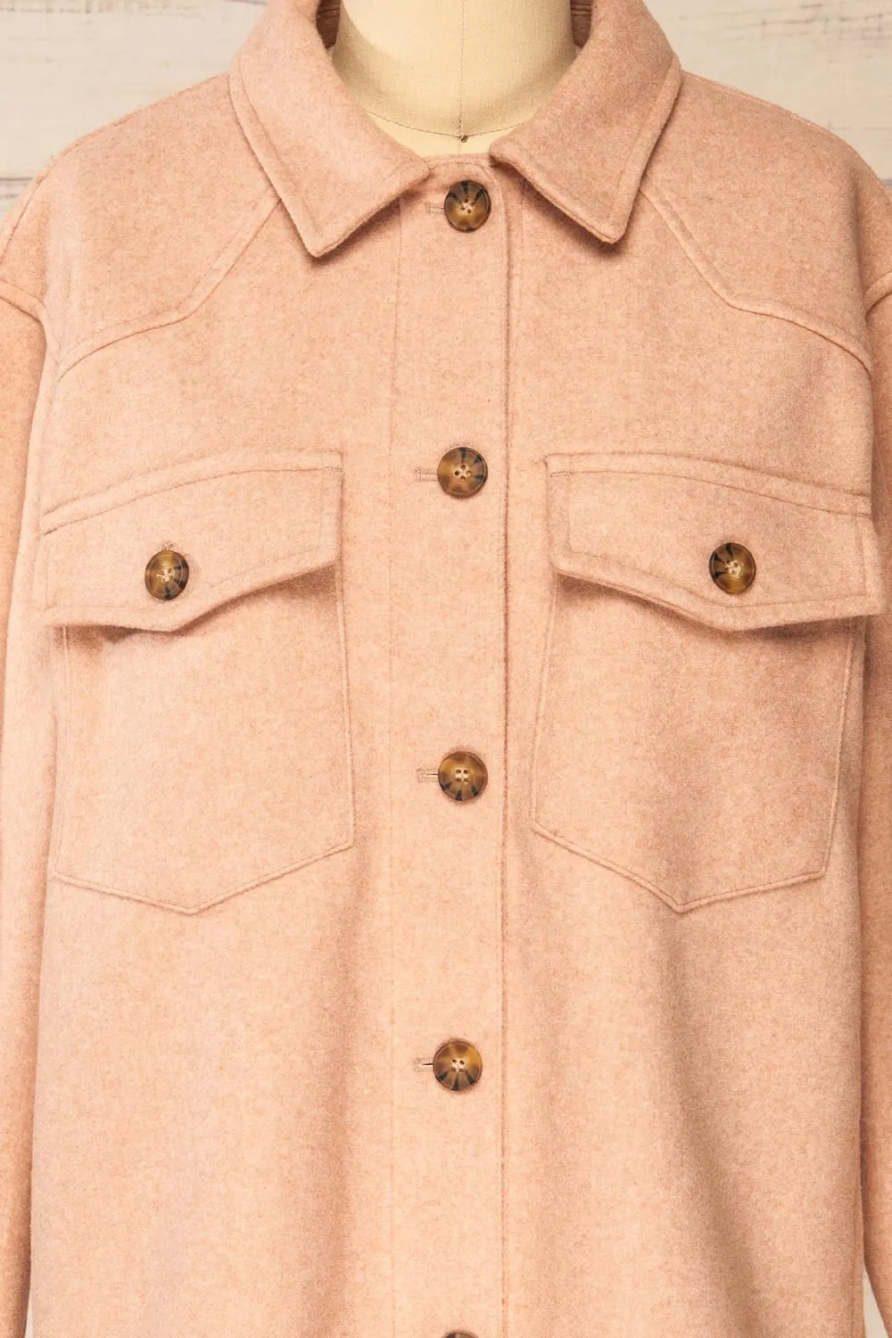 Hazel Pink | Oversized Felt Shacket w/ Pockets sold by Boutique 1861 product image thumbnail 2