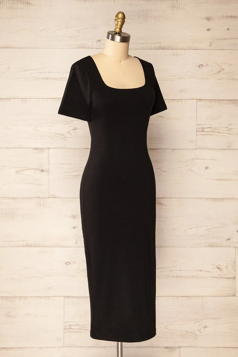 Bogota Black | Short Sleeve Midi Dress w/ Square Neckline sold by Boutique 1861 product image thumbnail 3