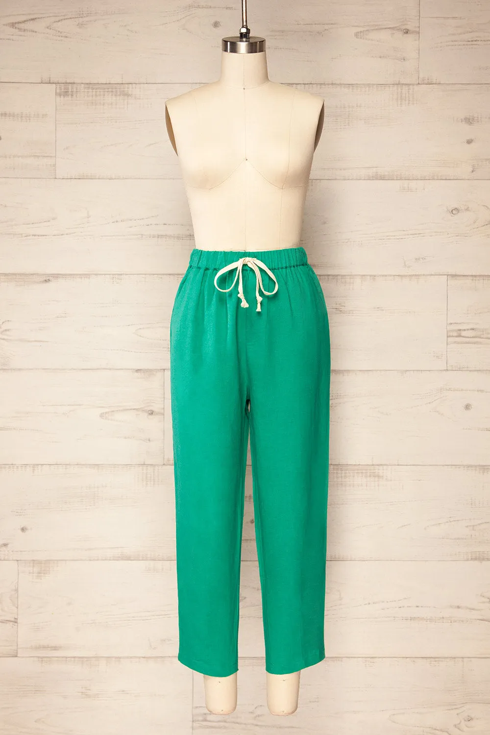 Trincao Green | Linen Pants with Drawstrings sold by Boutique 1861
