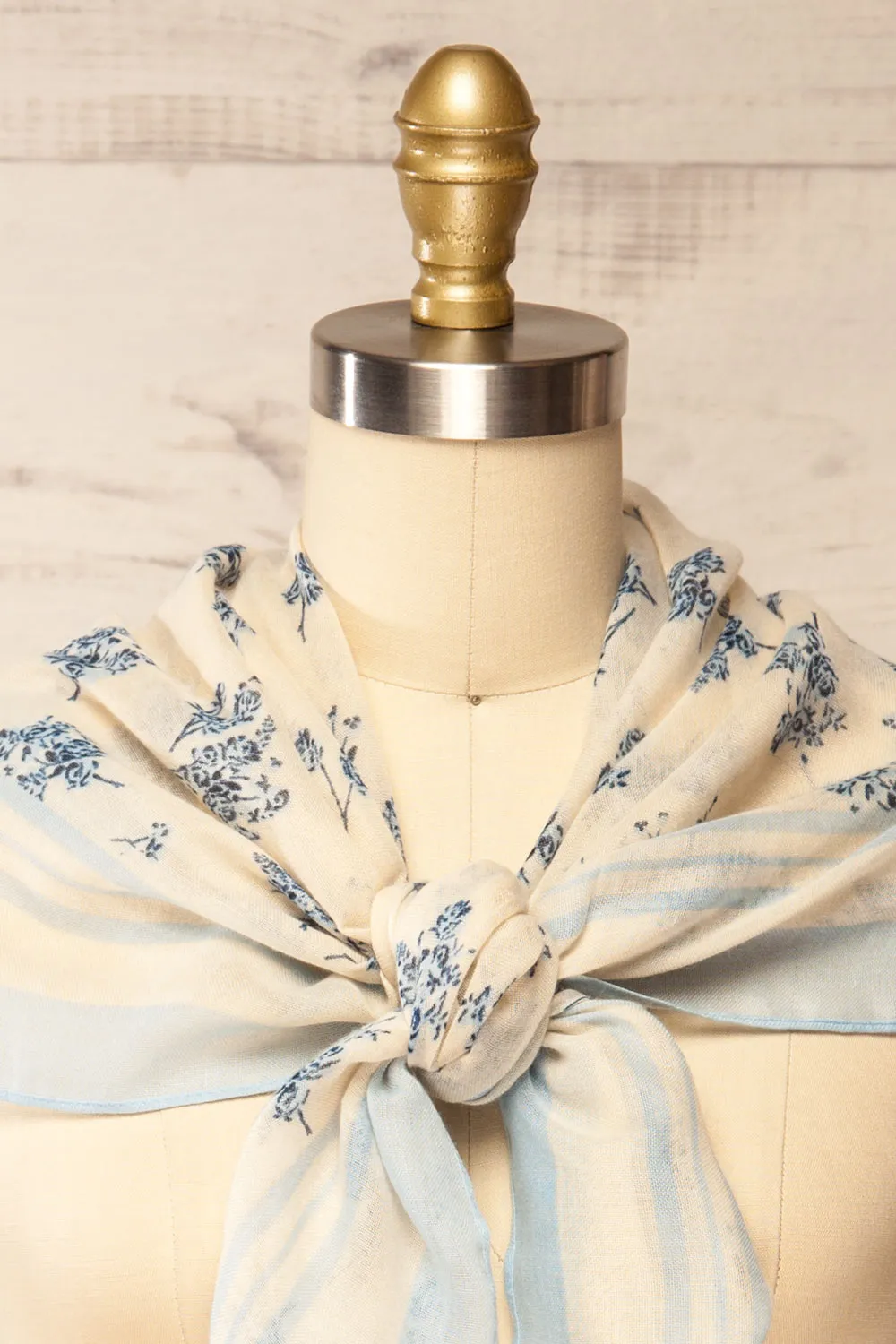 Marilles | Blue & Beige Floral Scarf sold by Boutique 1861 product image thumbnail 2