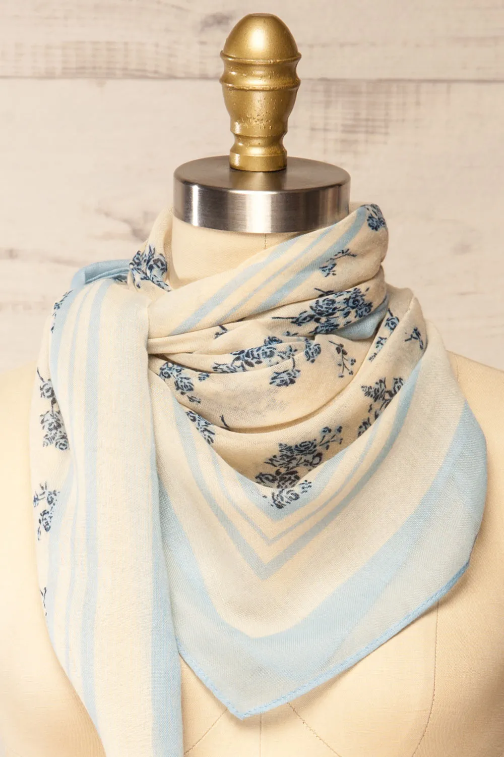 Marilles | Blue & Beige Floral Scarf sold by Boutique 1861 product image thumbnail 3