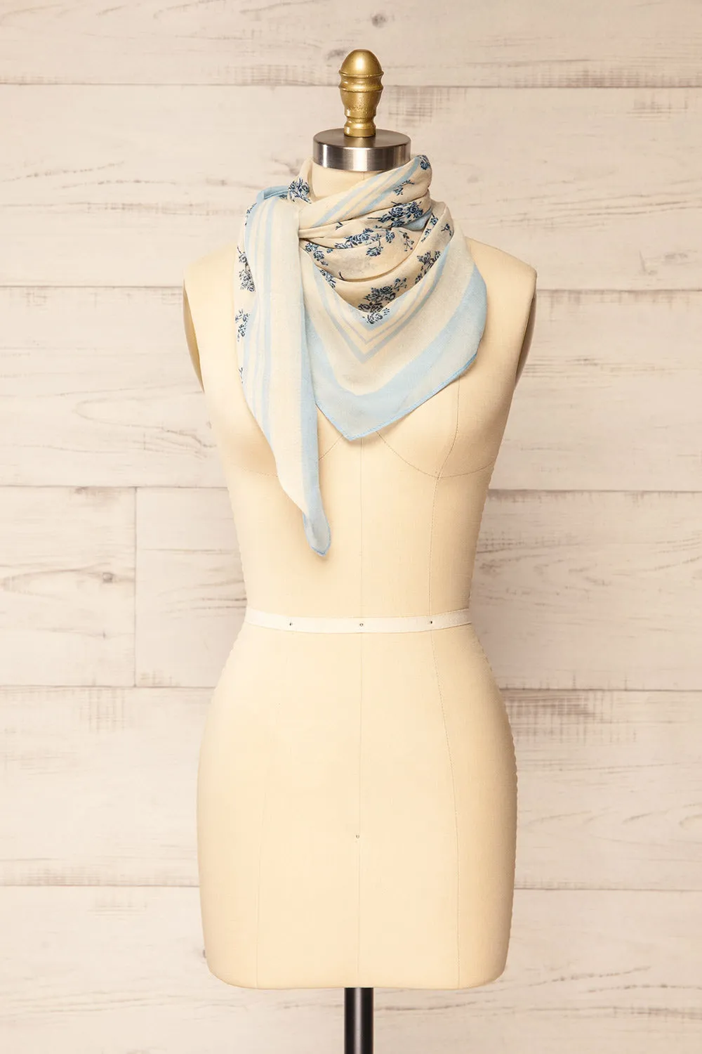 Marilles | Blue & Beige Floral Scarf sold by Boutique 1861
