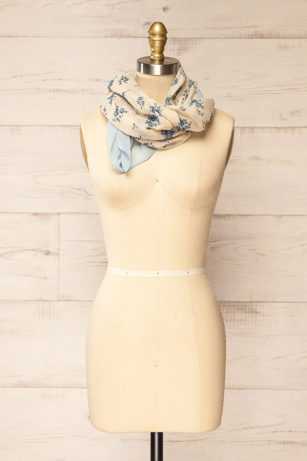 Marilles | Blue & Beige Floral Scarf sold by Boutique 1861 product image thumbnail 5