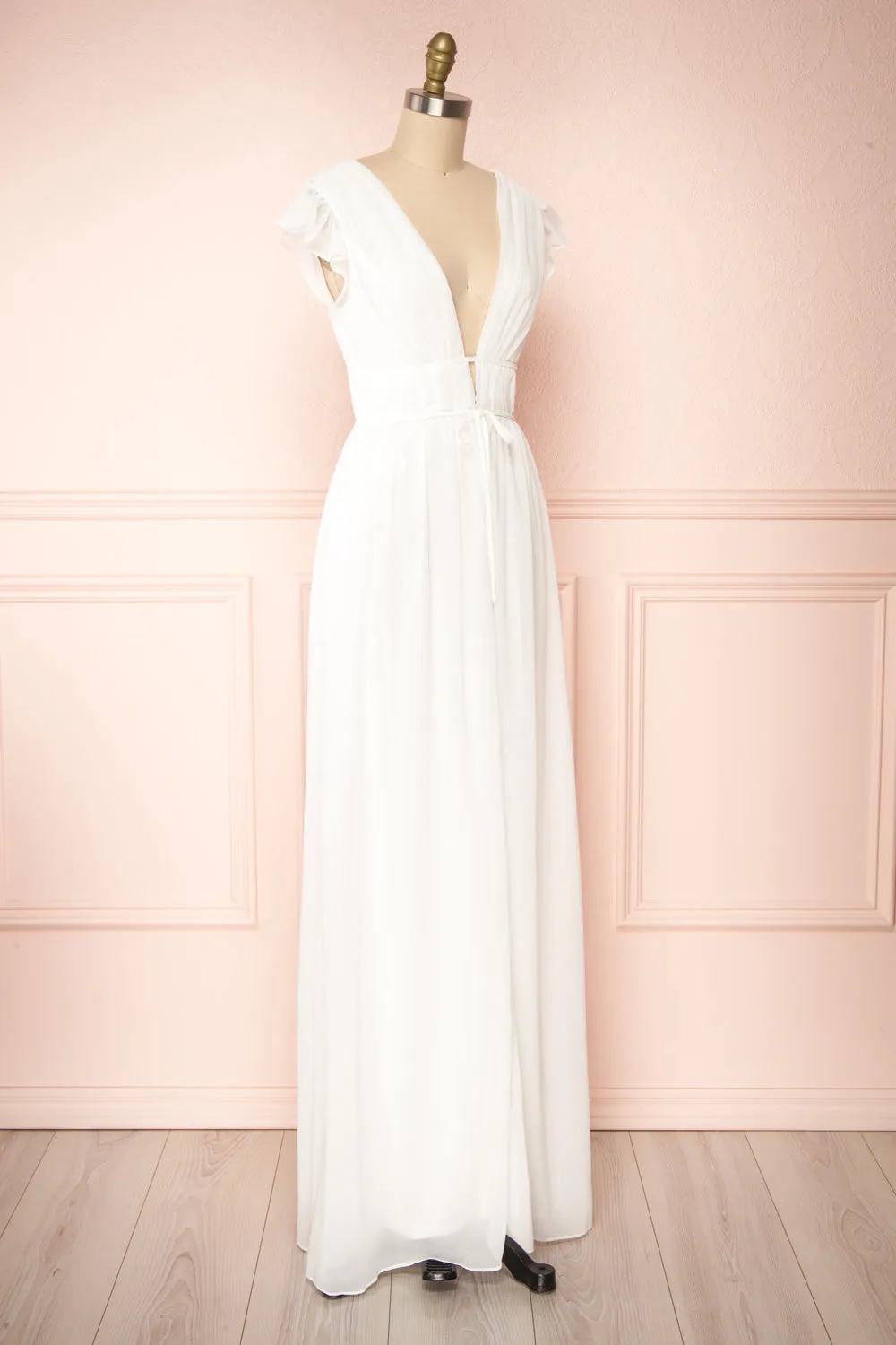 Leony Ivory | V-Neck Chiffon Maxi Dress sold by Boutique 1861 product image thumbnail 4