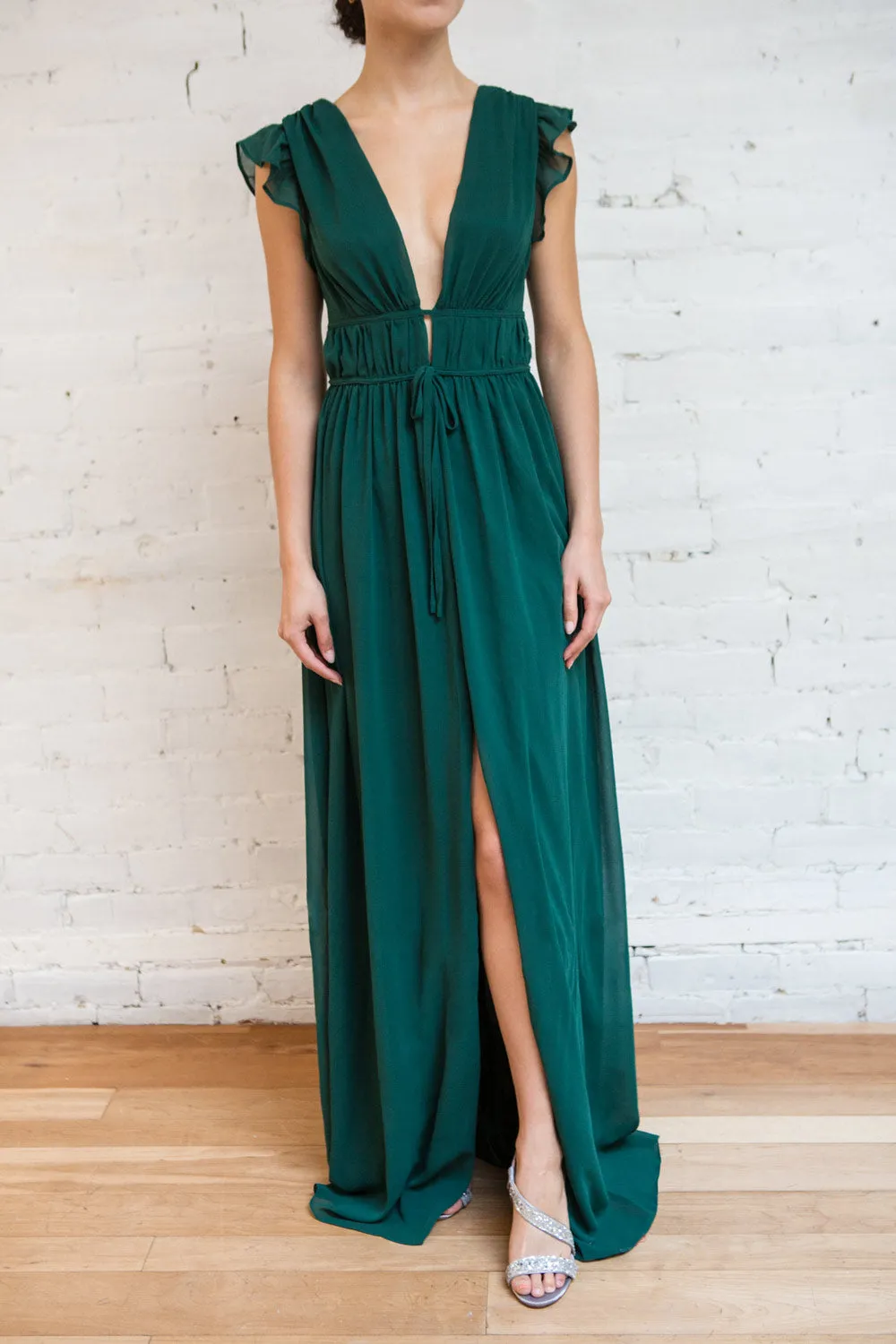 Leony Ivory | V-Neck Chiffon Maxi Dress sold by Boutique 1861 product image thumbnail 2