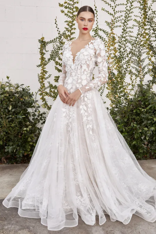 Anaissa | Long Sleeve Backless Bridal Gown w/ Train sold by Boutique 1861