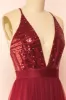 Kaia Burgundy | Sequin Gown sold by Boutique 1861