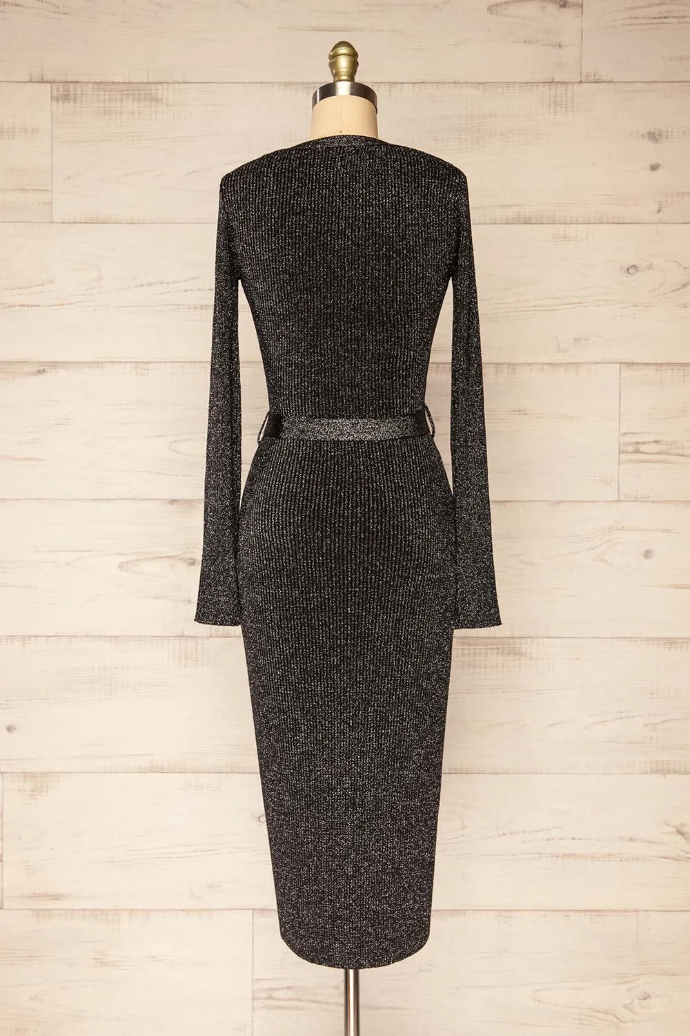 Punata | Black & Silver Ribbed Knit Midi Dress sold by Boutique 1861 product image thumbnail 5