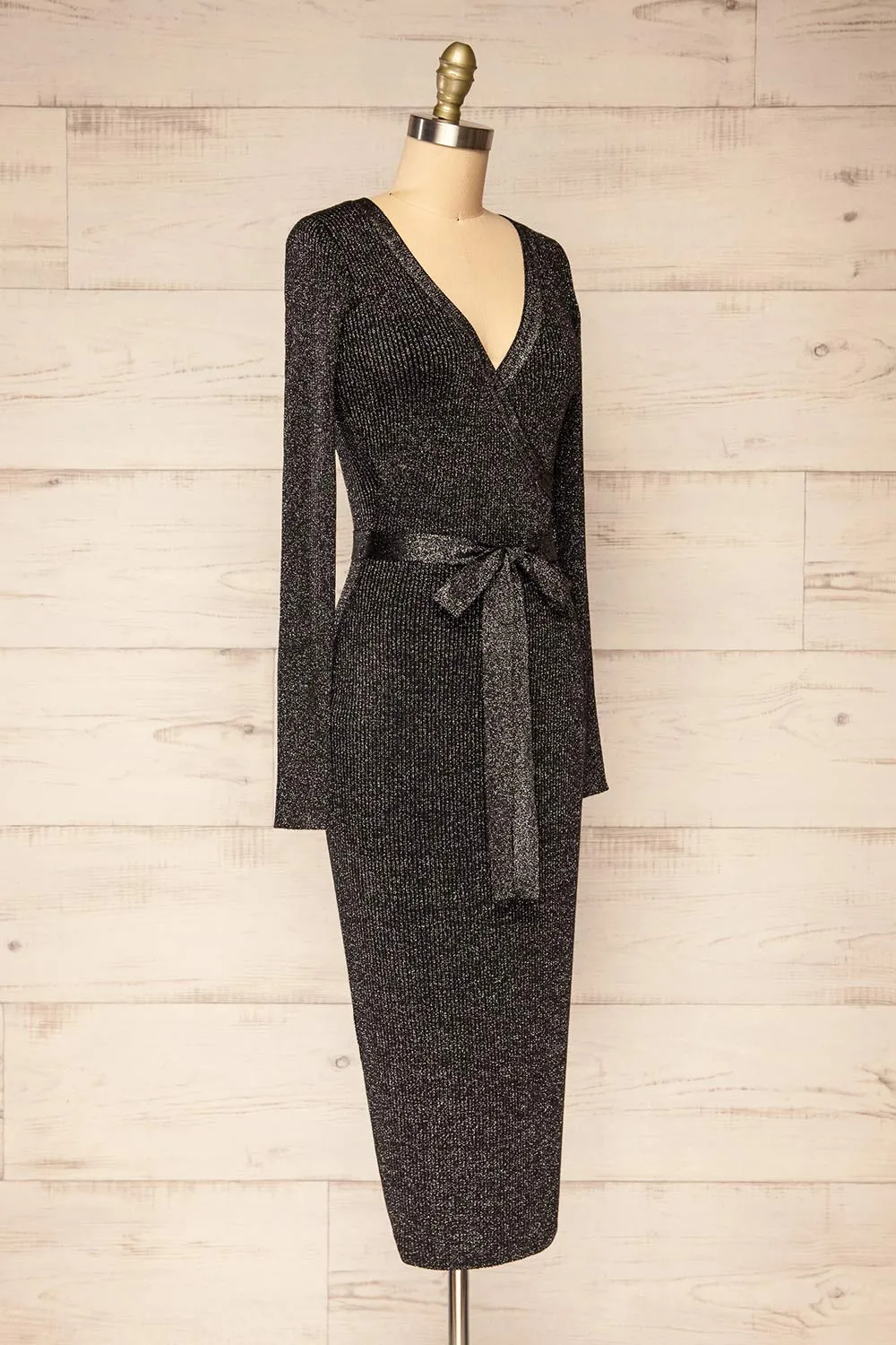 Punata | Black & Silver Ribbed Knit Midi Dress sold by Boutique 1861 product image thumbnail 3