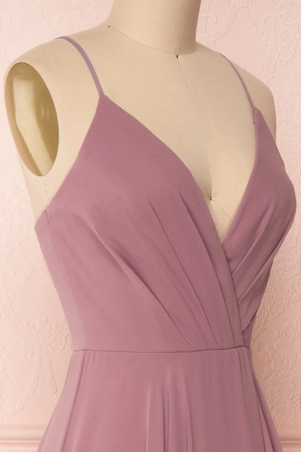 Aelis Mauve | Pleated Plunging V-Neckline Gown sold by Boutique 1861 product image thumbnail 5