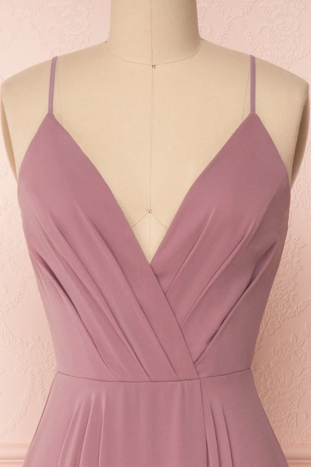Aelis Mauve | Pleated Plunging V-Neckline Gown sold by Boutique 1861 product image thumbnail 3